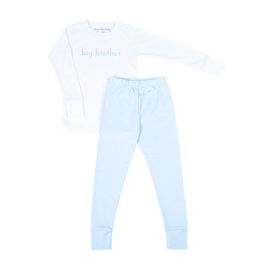 Magnolia Baby Big Brother Blue Embroidered Long Pajamas