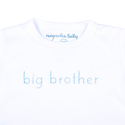 Magnolia Baby Big Brother Blue Embroidered Long Pajamas
