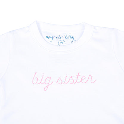 Magnolia Baby Big Sister Pink Embroidered Long Pajamas