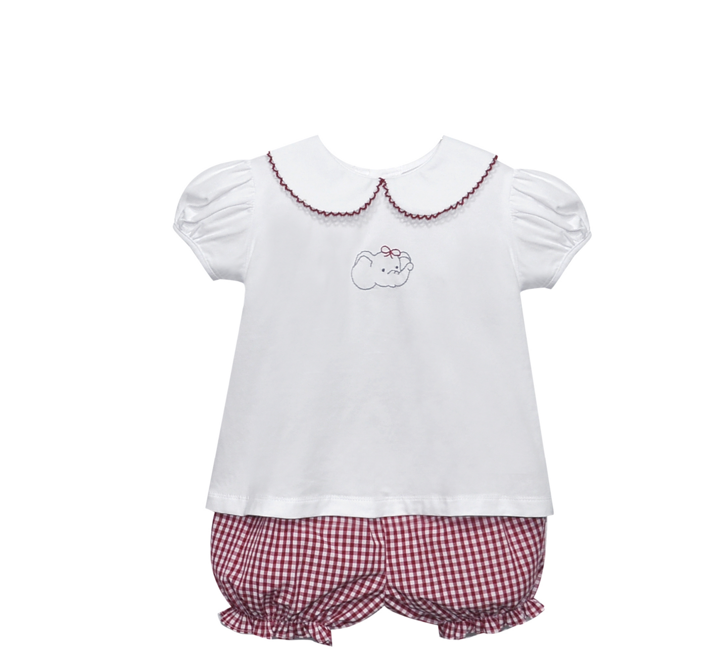 Southern Saturday Elephant Crimson/Grey Knit Bloomer Set