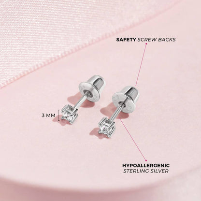 In Season Jewelry - Solitaire 2mm-5mm Baby / Toddler Earrings - Sterling Silver