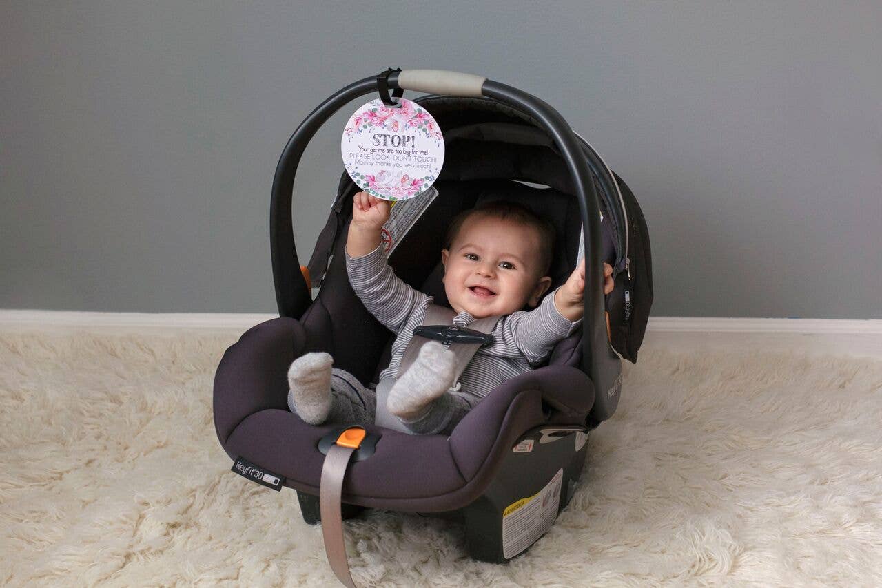 Three Little Tots - Flower No Touching Baby Car Seat and Stroller Tag