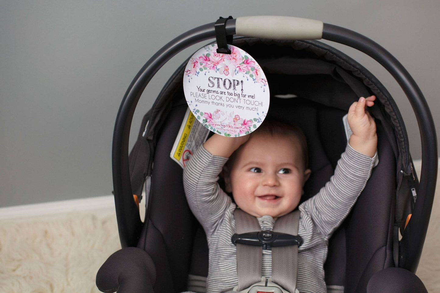 Three Little Tots - Flower No Touching Baby Car Seat and Stroller Tag