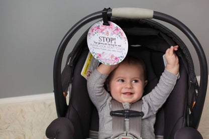 Three Little Tots - Flower No Touching Baby Car Seat and Stroller Tag
