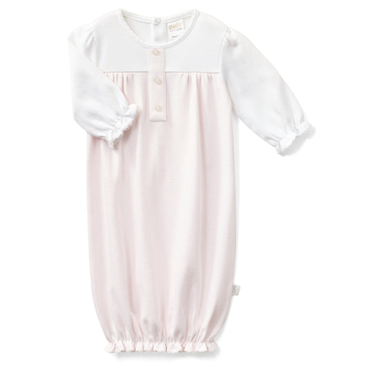 Paty Organic Cotton Placket Gown in Pink Stripe