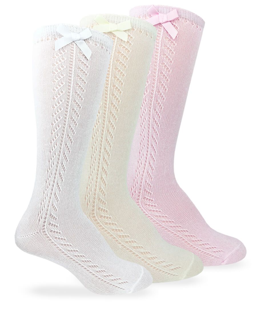 Jefferies Socks Pointelle Bow Knee High Socks 1 Pair