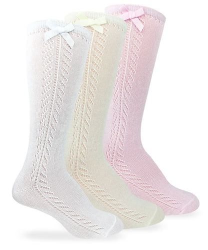 Jefferies Socks Pointelle Bow Knee High Socks 1 Pair