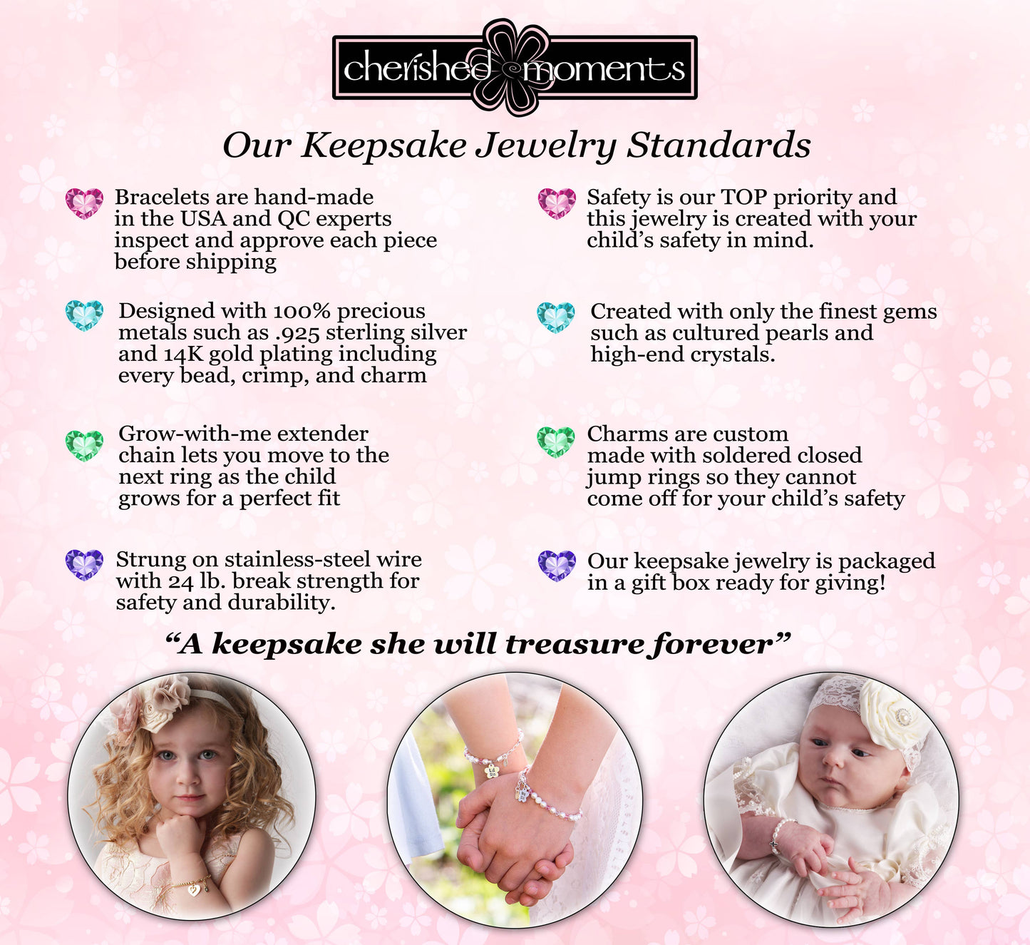 Cherished Moments - 14K Gold-Plated Pink Pearl Cross Bracelet Baptism/Communion