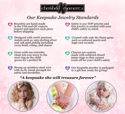 Cherished Moments - 14K Gold-Plated Pink Pearl Cross Bracelet Baptism/Communion