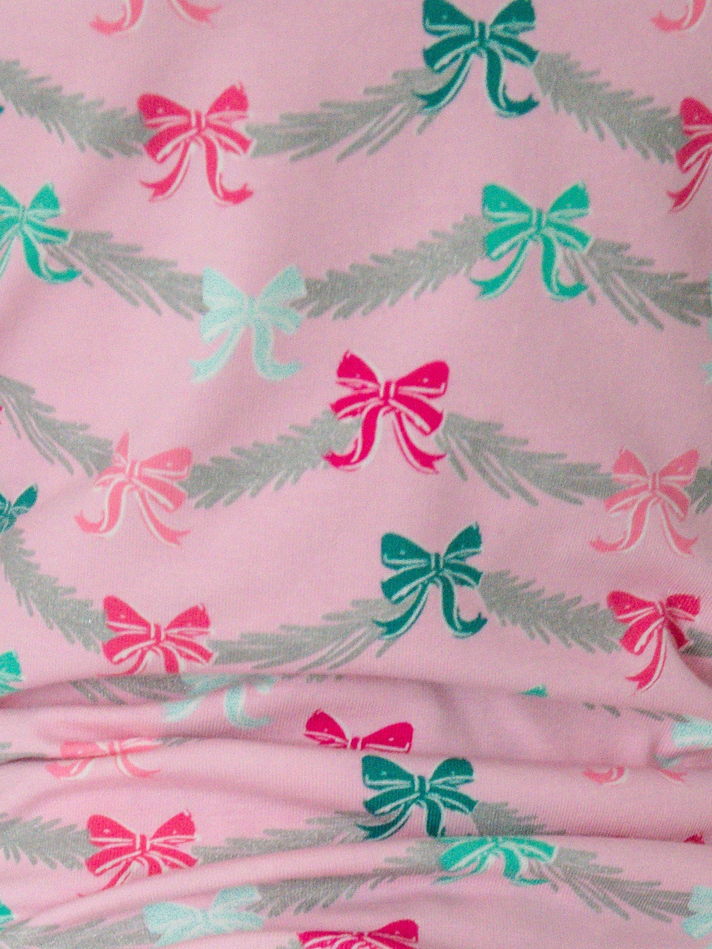 RuffleButts + RuggedButts - SoftSnooze™ Baby Girls Cotton Modal Sparkle Pink Tinsel Tidings Footed Ruffle One Piece Pajama