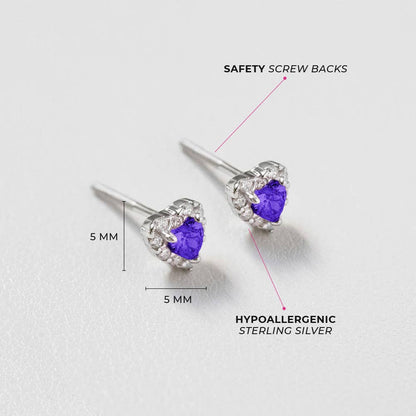 In Season Jewelry - Princess Heart CZ Baby / Toddler Earrings - Sterling Silver