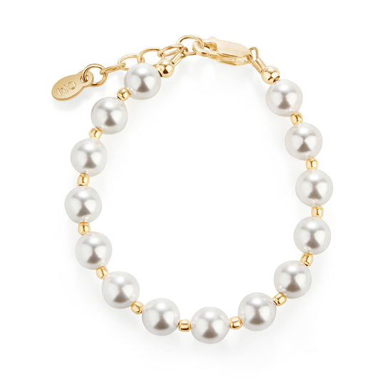 Cherished Moments - Little Girls 14K Gold-Plated Chunky Pearl Bracelet for Kids