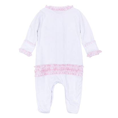 Magnolia Baby Sweet St.Nick Babys First Christmas Ruffle Footie - Pink