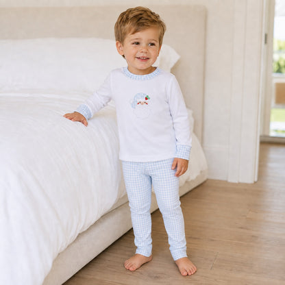 Magnolia Baby Sweet St. Nick Applique Long Pajamas - Light Blue