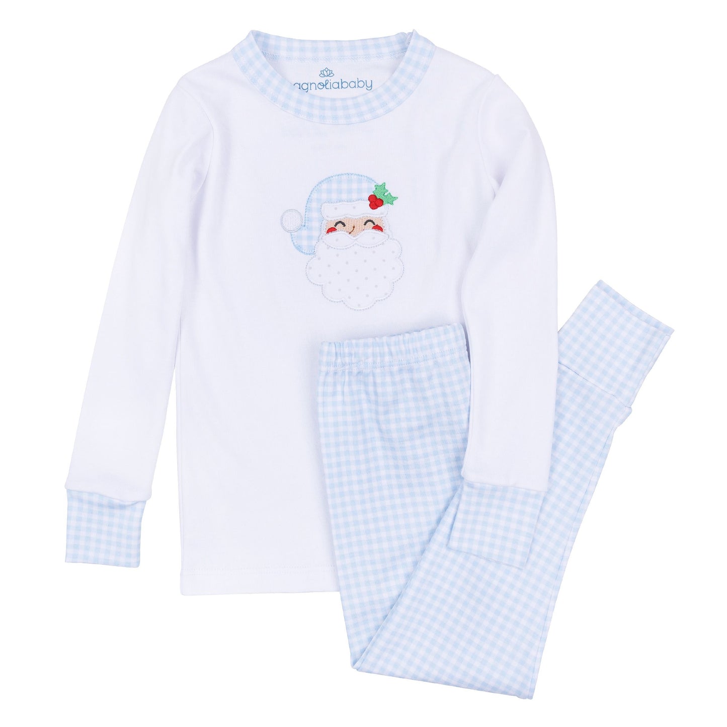 Magnolia Baby Sweet St. Nick Applique Long Pajamas - Light Blue