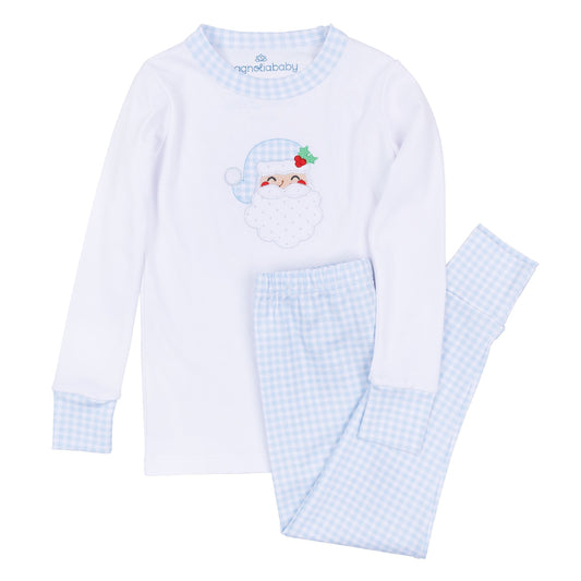 Magnolia Baby Sweet St. Nick Applique Long Pajamas - Light Blue