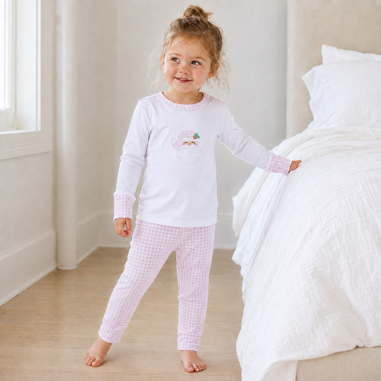 Magnolia Baby Sweet St. Nick Applique Long Pajamas - Pink