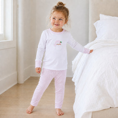 Magnolia Baby Sweet St. Nick Applique Long Pajamas - Pink