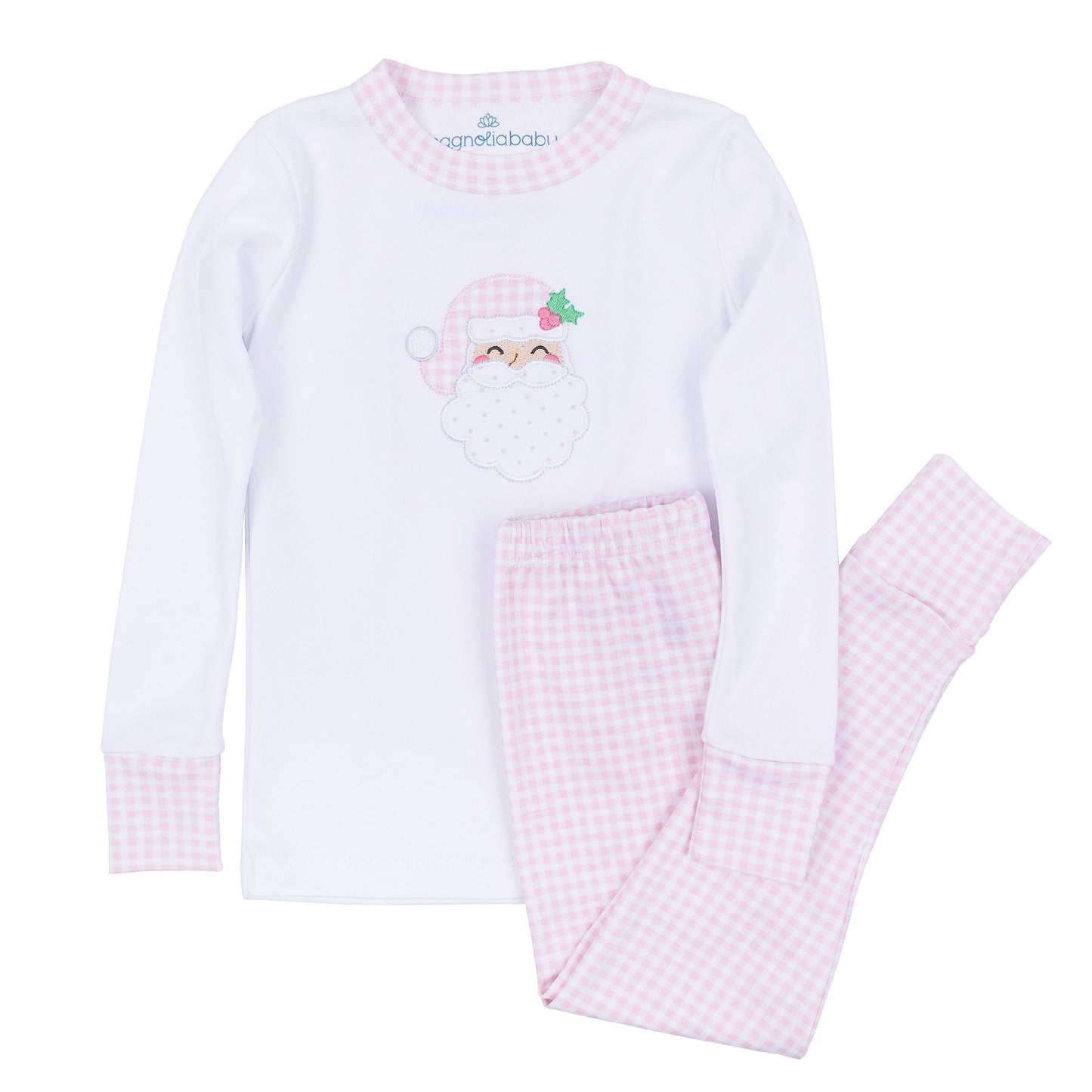 Magnolia Baby Sweet St. Nick Applique Long Pajamas - Pink