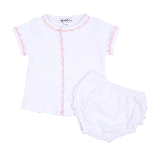 Magnolia Baby Joy Embroidered Ruffle Diaper Cover Set Pink