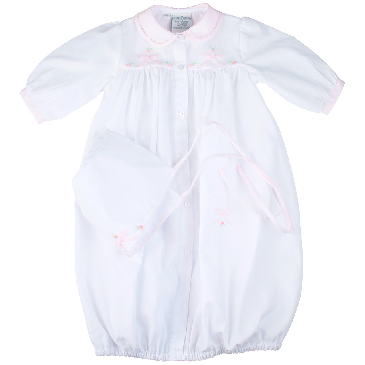 Feltman Brothers Embroidered Bow Take Me Home Gown With Bonnet