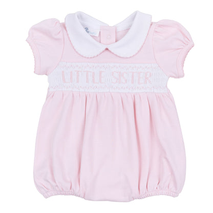 Magnolia Baby Pink Little Sister Smocked S/S Bubble - Pink