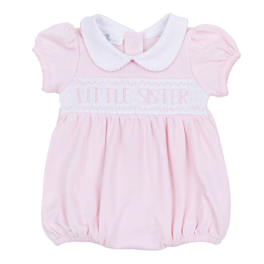 Magnolia Baby Pink Little Sister Smocked S/S Bubble - Pink