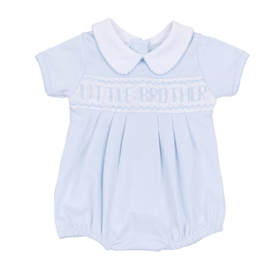 Magnolia Baby  Little Brother Smocked S/S Bubble - Light Blue