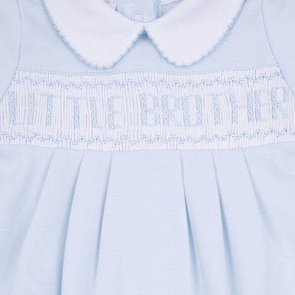 Magnolia Baby  Little Brother Smocked S/S Bubble - Light Blue