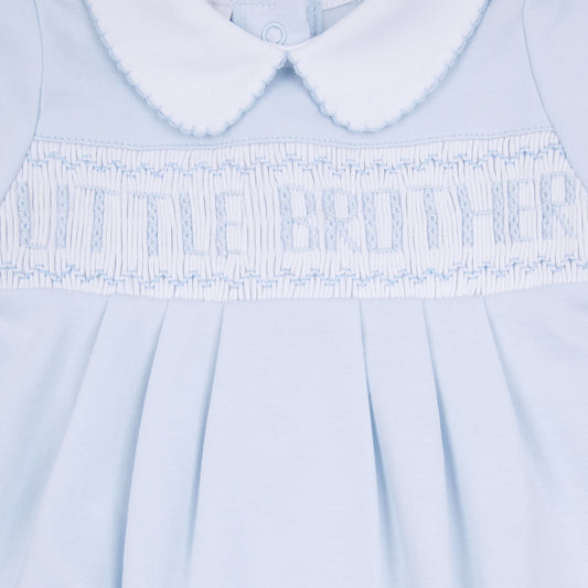 Magnolia Baby  Little Brother Smocked S/S Bubble - Light Blue