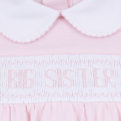 Magnolia Baby Big Sister Smocked Short Sleeve Dress - Pink