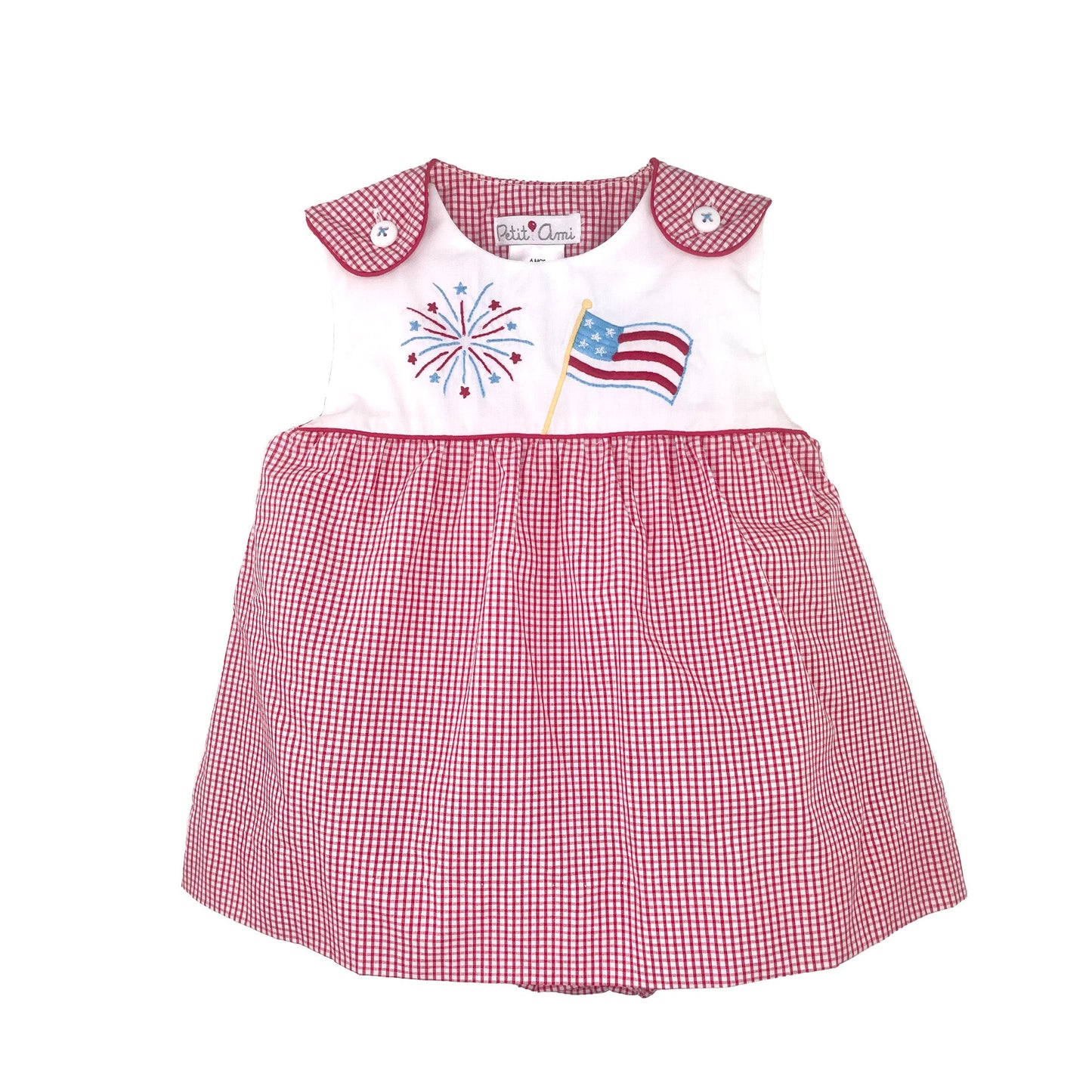 Petit Ami Sunbubble with Overlay Skirt & 4th of July Embroidery
