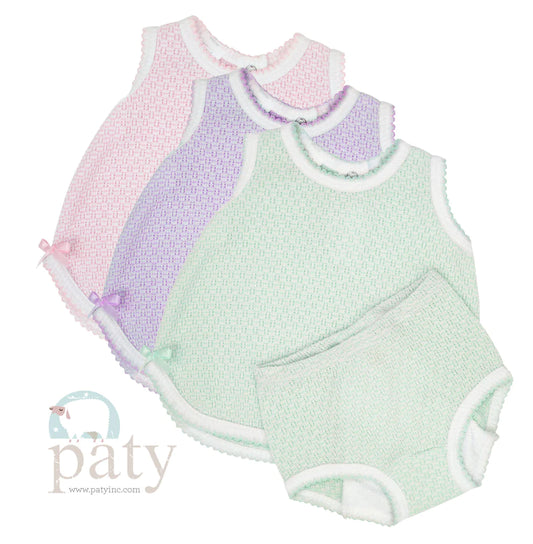 Paty Inc Sleeveless Top w/ Diaper Cover Mint/Pink Trim