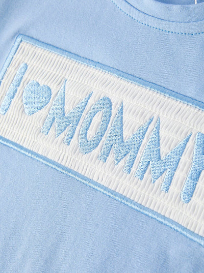 Rylee Faith Designs - "I ❤ MOMMY" Embroidery Smocking Baby Boys Striped Shorts Set