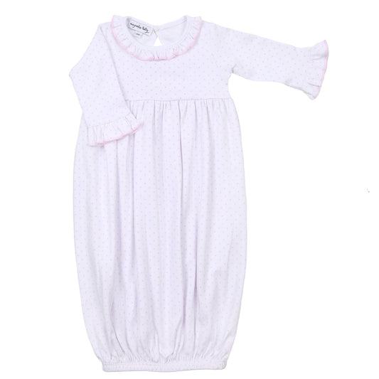 Mini Dots Ruffle Gown Pink Newborn