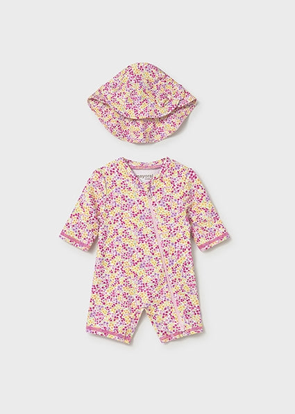 Mayoral One Piece Bathing Suit with Hat - Floral