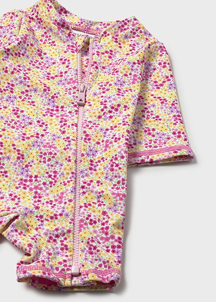 Mayoral One Piece Bathing Suit with Hat - Floral