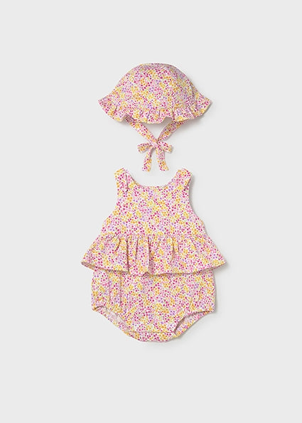 Mayoral Onesie with Hat - Floral