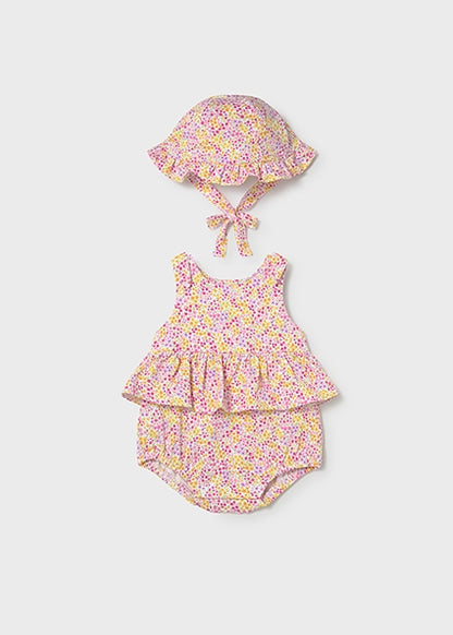 Mayoral Onesie with Hat - Floral
