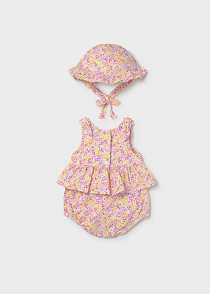 Mayoral Onesie with Hat - Floral