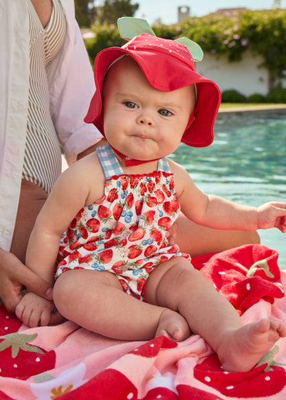 Mayoral Girls Bathing Suit with Hat - Strawberry