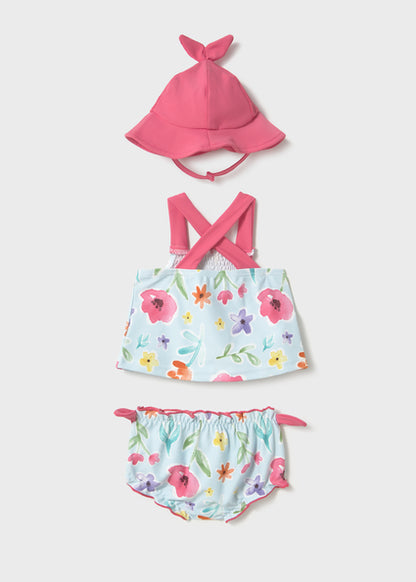 Mayoral Bathing Suit 2 Piece Set with Hat - Floral