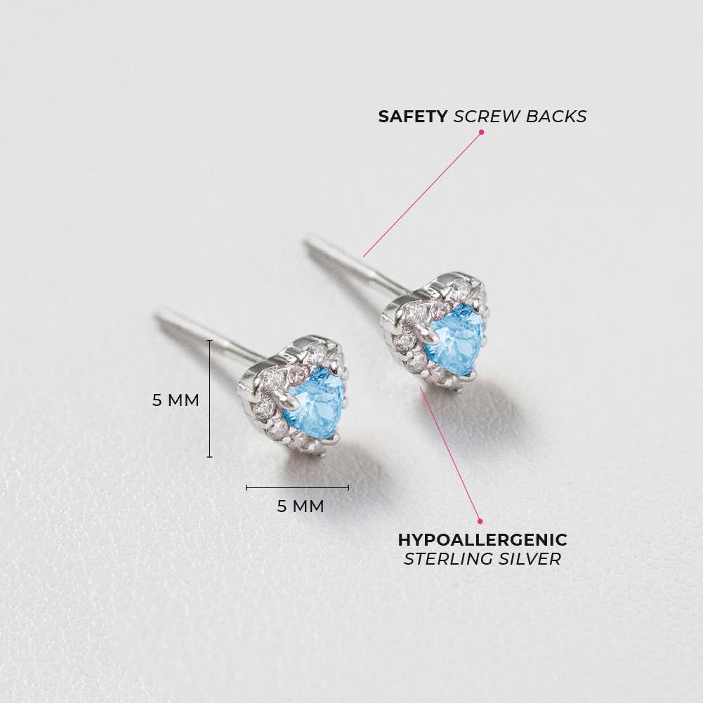 In Season Jewelry - Princess Heart CZ Baby / Toddler Earrings - Sterling Silver