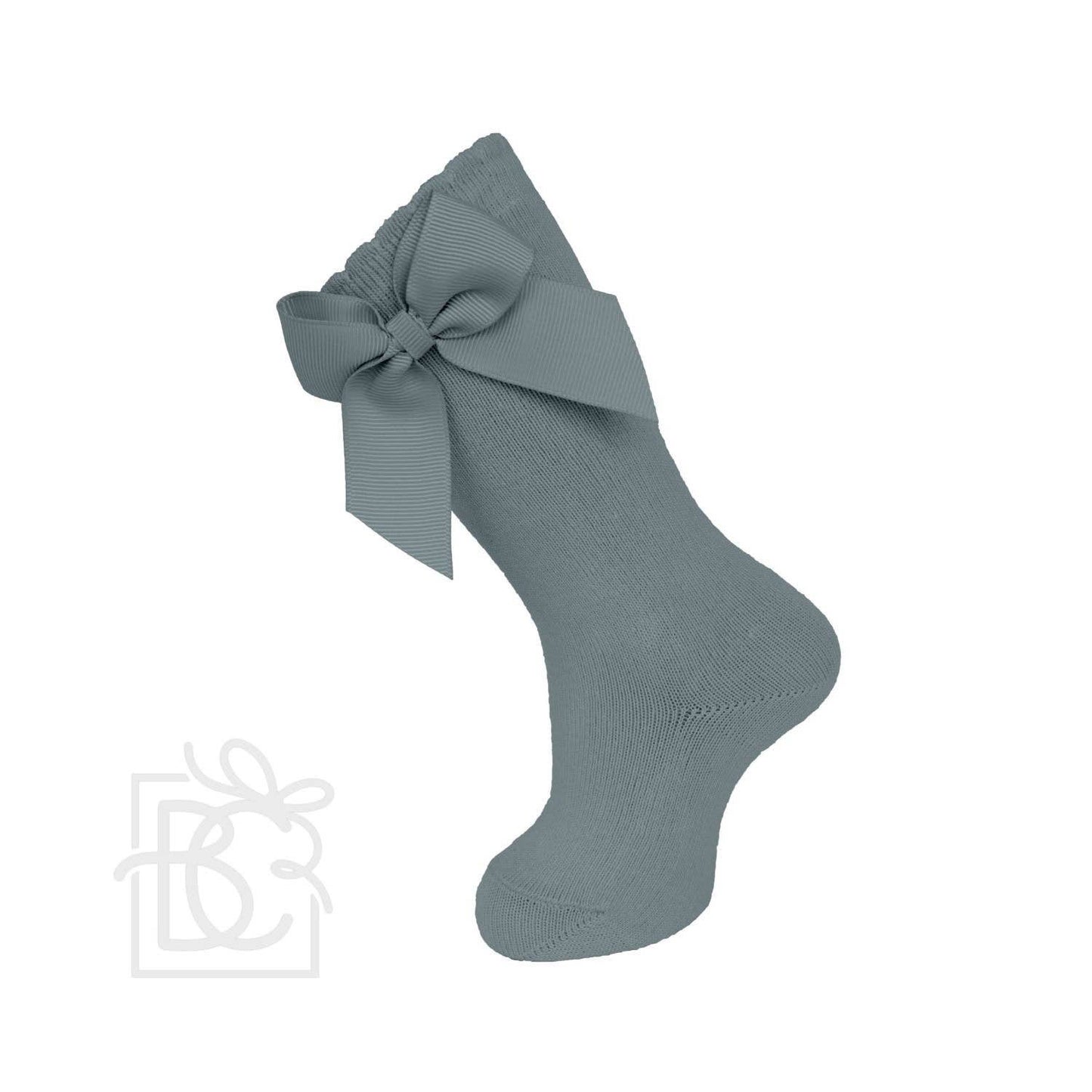 Carlomagno - Knee Socks With Gross Grain Side Bow