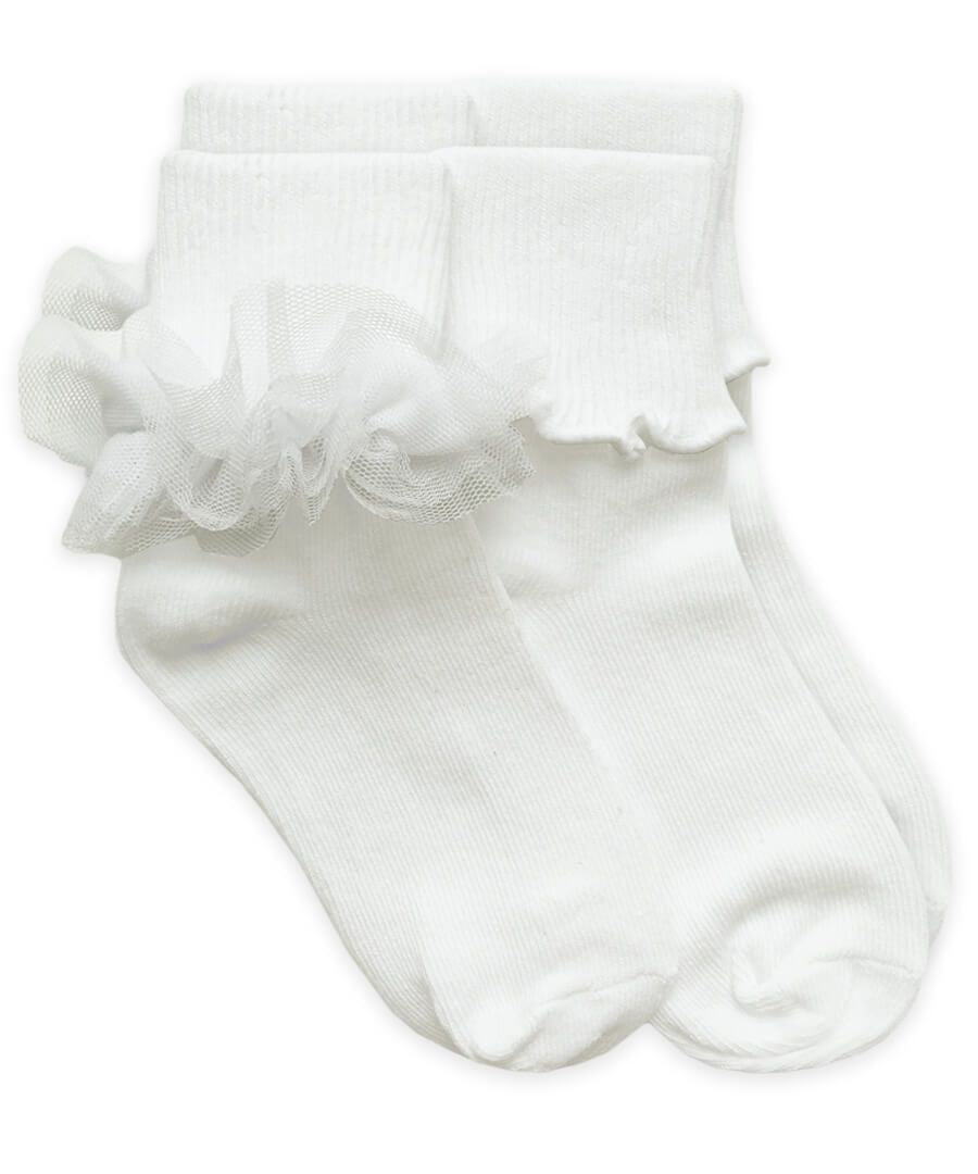 Jefferies 2 Pair White Ruffle/Ripple Socks