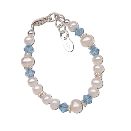 Cherished Moments - Sterling Silver Baby Birthstone Pearl Bracelets for Kids