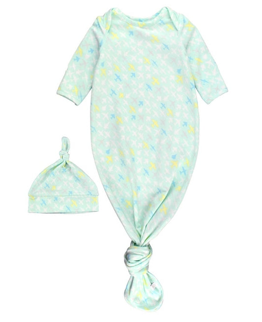 Ruffle/Rugged Butts Take Flight Knit Knotted Sleep Gown & Hat Set