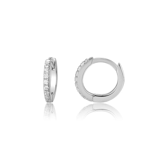 Cherished Moments - Sterling Silver Huggie CZ Hoop Earrings for Babies and Kids
