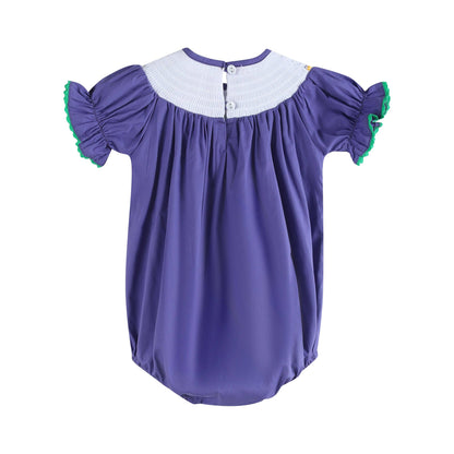 Lil Cactus - Purple Mardi Gras Smocked Romper