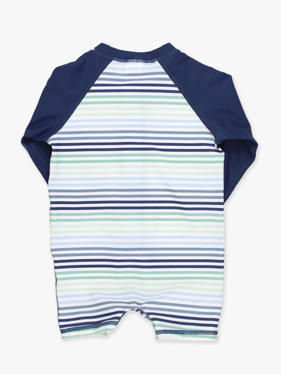 RuggedButts Coastal Stripes Boys Long Sleeve One Piece Rash Guard